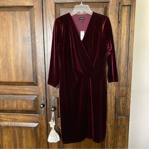 NWT - Talbots Velvet 3/4 sleeve, knee length wrap dress.
